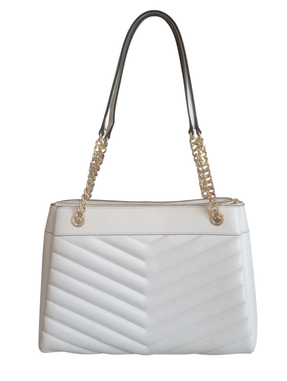 Chic Michael Kors Whitney Light Cream Quilted Leather Medium Chain Shoulder Tote